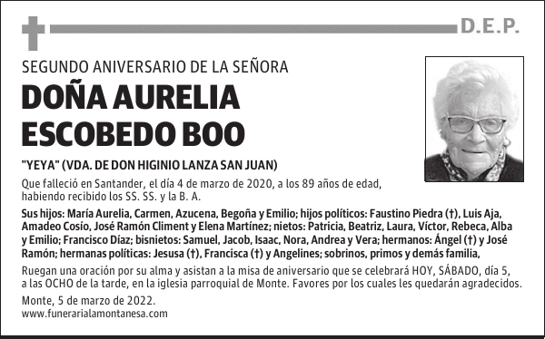 DOÑA AURELIA ESCOBEDO BOO