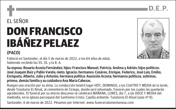 DON FRANCISCO IBÁÑEZ PELAEZ