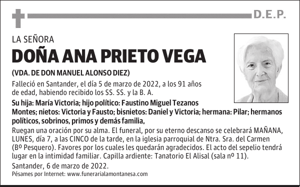 DOÑA ANA PRIETO VEGA