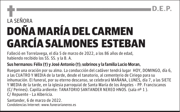 DOÑA MARÍA DEL CARMEN GARCÍA SALMONES ESTEBAN