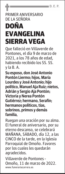 DOÑA EVANGELINA SIERRA VEGA