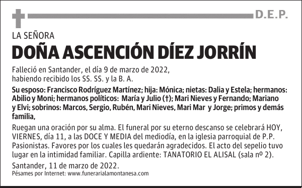 DOÑA ASCENCIÓN DÍEZ JORRÍN