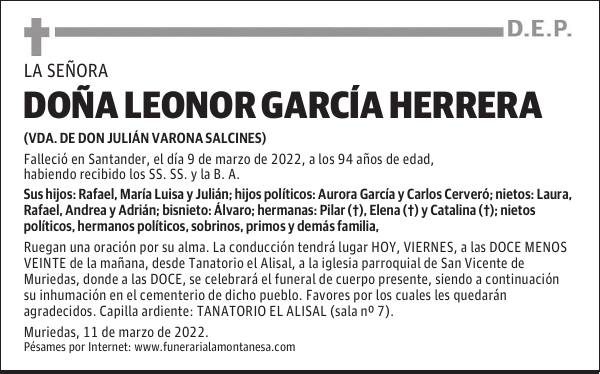 DOÑA LEONOR GARCÍA HERRERA