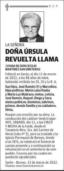 DOÑA ÚRSULA REVUELTA LLAMA