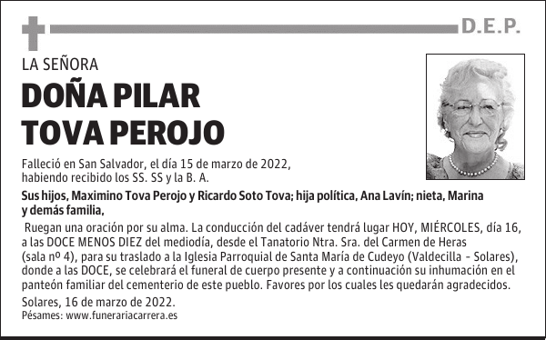 DOÑA PILAR TOVA PEROJO