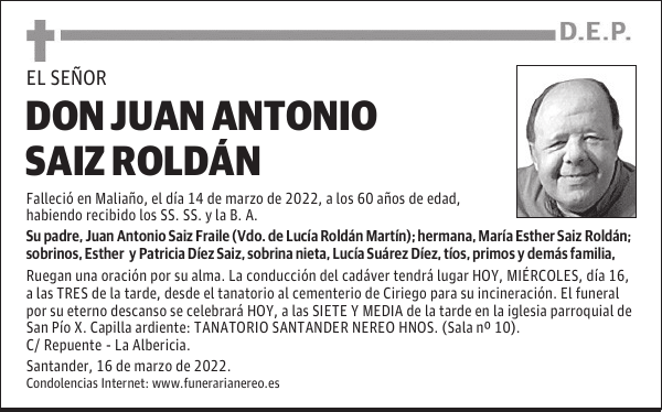 DON JUAN ANTONIO SAIZ ROLDÁN