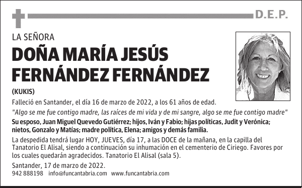 Doña Mª Jesús Fernández Fernández