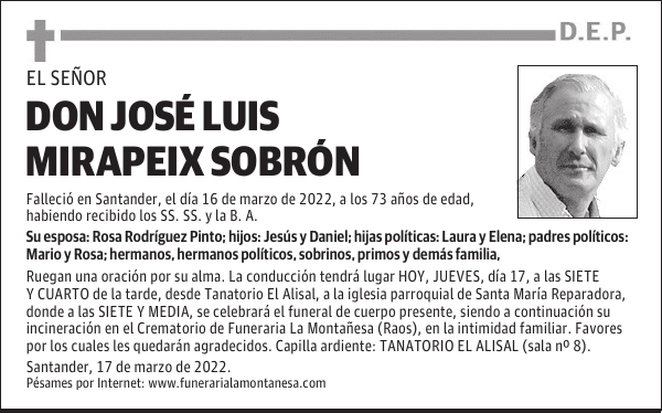 DON JOSÉ LUIS MIRAPEIX SOBRÓN