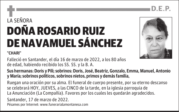 DOÑA ROSARIO RUIZ DE NAVAMUEL SÁNCHEZ
