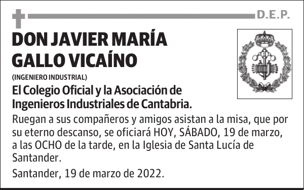 D. Javier Mª Gallo Vizcaíno