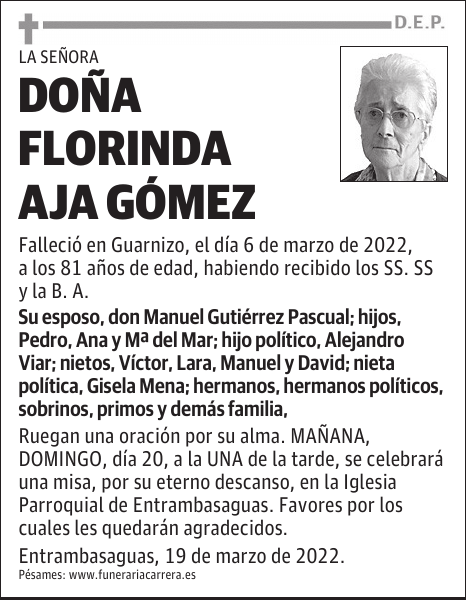 DOÑA FLORINDA AJA GÓMEZ
