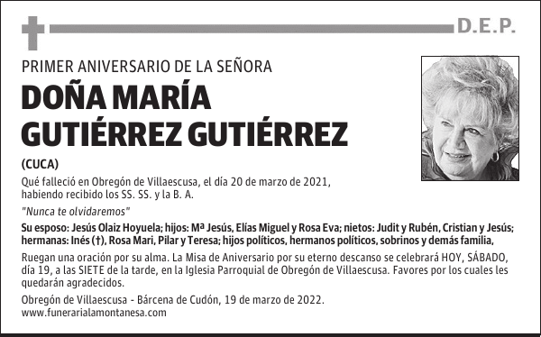 DOÑA MARÍA GUTIÉRREZ GUTIÉRREZ