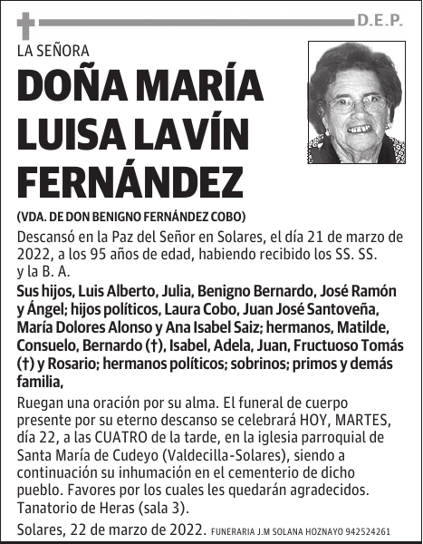 DOÑA MARÍA LUISA LAVÍN FERNÁNDEZ