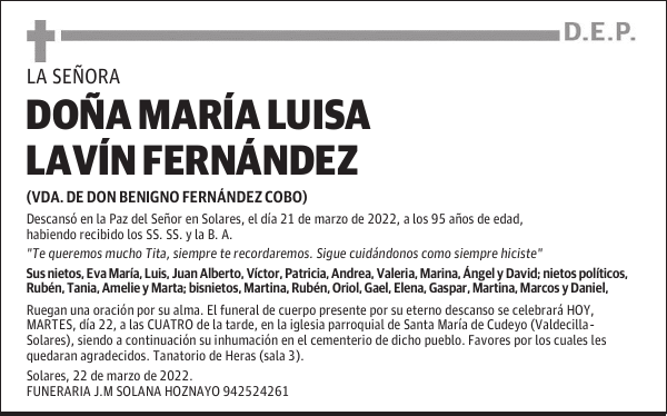 DOÑA MARÍA LUISA LAVÍN FERNÁNDEZ