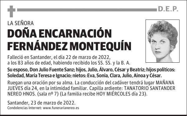 DOÑA ENCARNACIÓN FERNÁNDEZ MONTEQUÍN