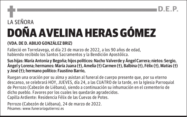 DOÑA AVELINA HERAS GÓMEZ