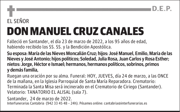 D. MANUEL CRUZ CANALES
