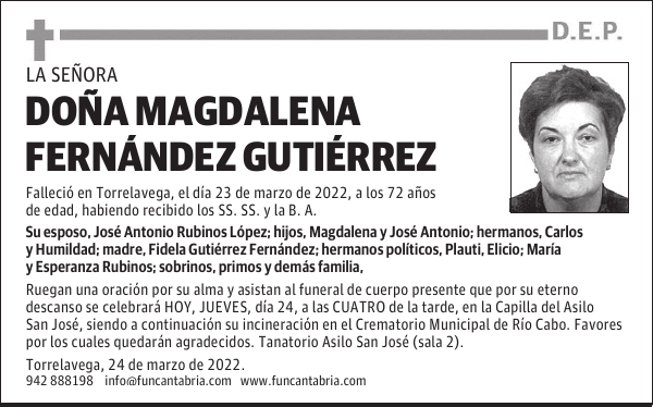 Doña Magdalena Fernández Gutiérrez