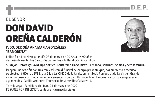 DON DAVID OREÑA CALDERÓN
