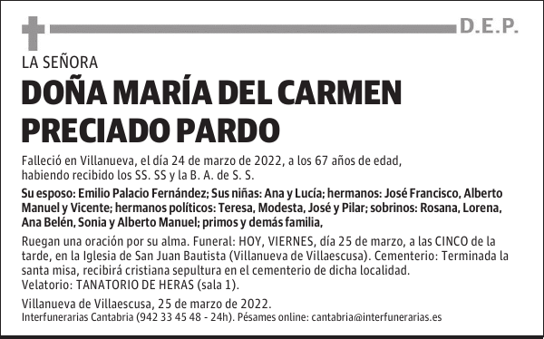 DOÑA MARÍA DEL CARMEN PRECIADO PARDO