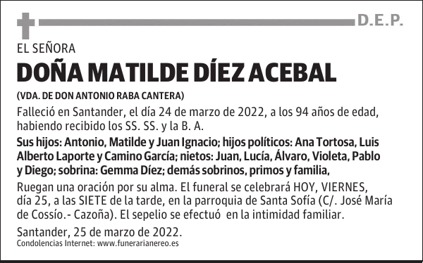 DOÑA MATILDE DÍEZ ACEBAL