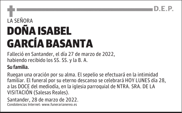 DOÑA ISABEL GARCÍA BASANTA