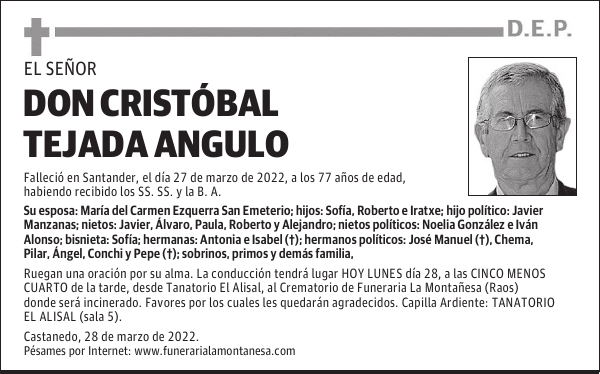 DON CRISTÓBAL TEJADA ANGULO
