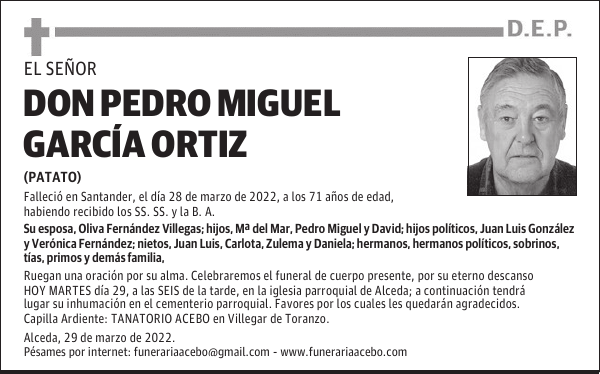 DON PEDRO MIGUEL GARCÍA ORTIZ