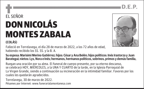 DON NICOLÁS MONTES ZABALA