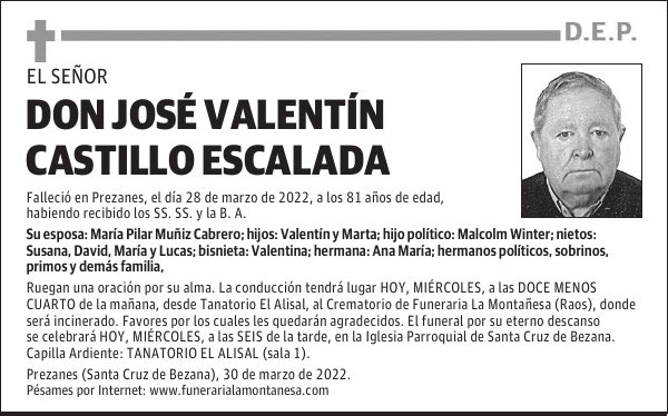 DON JOSÉ VALENTÍN CASTILLO ESCALADA