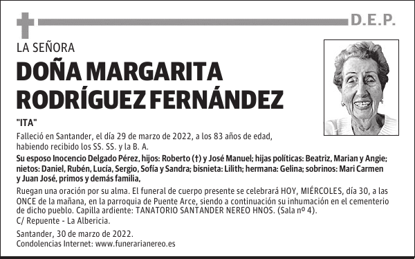 DOÑA MARGARITA RODRÍGUEZ FERNÁNDEZ