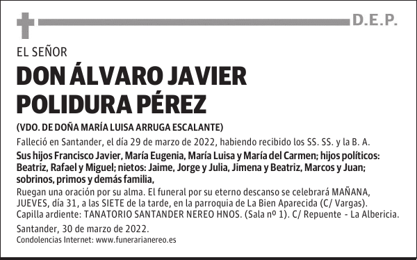DON ÁLVARO JAVIER POLIDURA PÉREZ