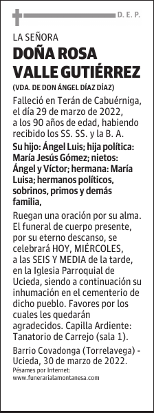 DOÑA ROSA VALLE GUTIÉRREZ