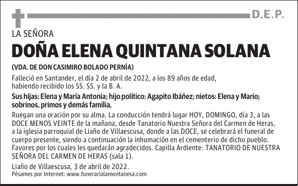 DOÑA ELENA QUINTANA SOLANA