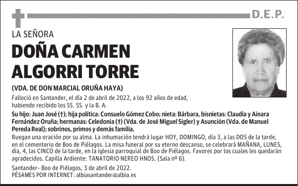 DOÑA CARMEN ALGORRI TORRE