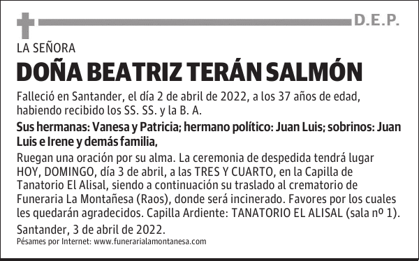 DOÑA BEATRIZ TERÁN SALMÓN