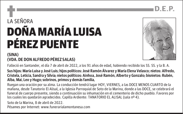 DOÑA MARÍA LUISA PÉREZ PUENTE