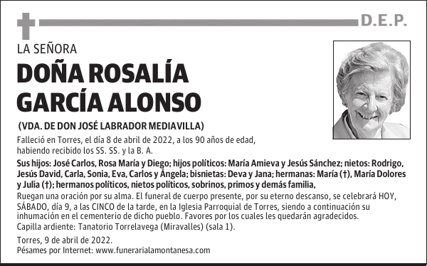 DOÑA ROSALÍA GARCÍA ALONSO