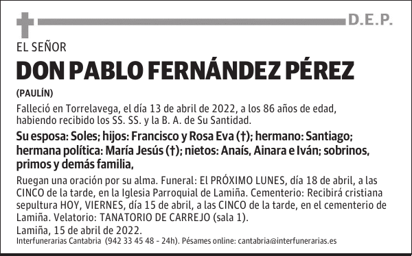 D. PABLO FERNÁNDEZ PÉREZ