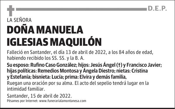 DOÑA MANUELA IGLESIAS MAQUILÓN