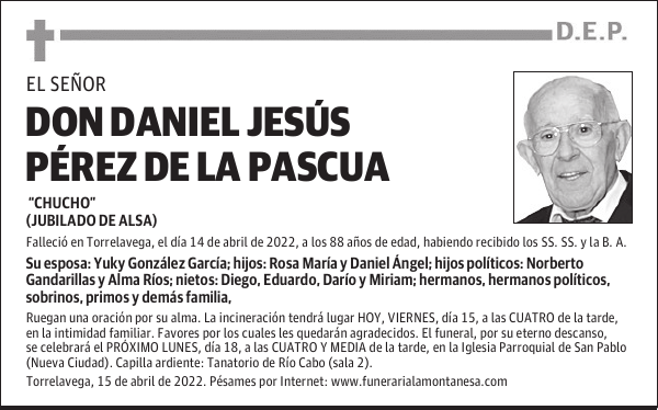 DON DANIEL JESÚS PÉREZ DE LA PASCUA