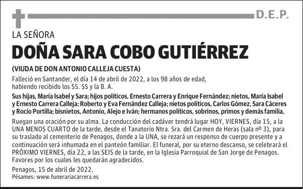 DOÑA SARA COBO GUTIÉRREZ