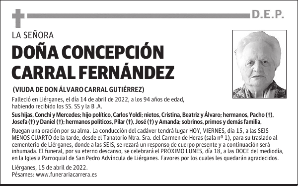 DOÑA CONCEPCIÓN CARRAL FERNÁNDEZ
