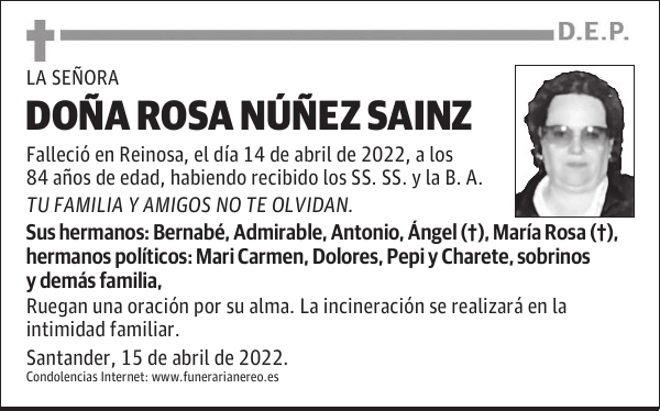 DOÑA ROSA NÚÑEZ SAINZ