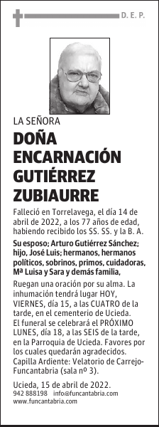 Doña Encarnación Gutiérrez Zubiaurre