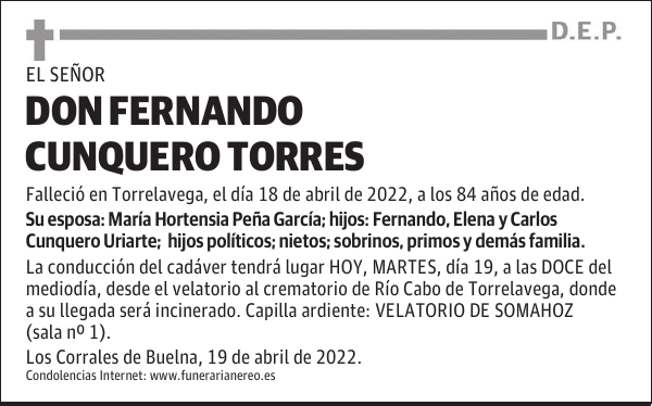 DON FERNANDO CUNQUERO TORRES
