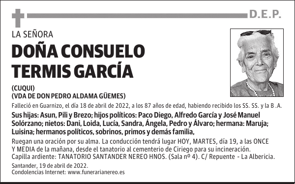 DOÑA CONSUELO TERMIS GARCÍA