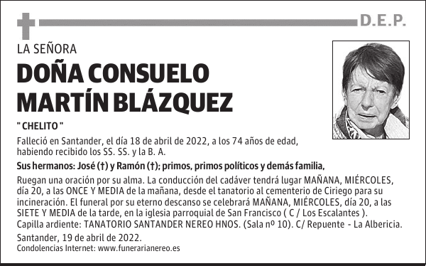DOÑA CONSUELO MARTÍN BLÁZQUEZ