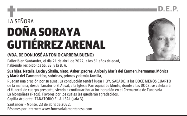 DOÑA SORAYA GUTIÉRREZ ARENAL