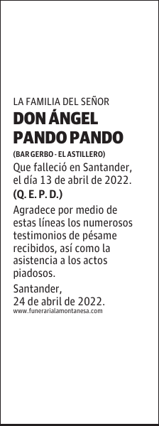 DON ÁNGEL PANDO PANDO